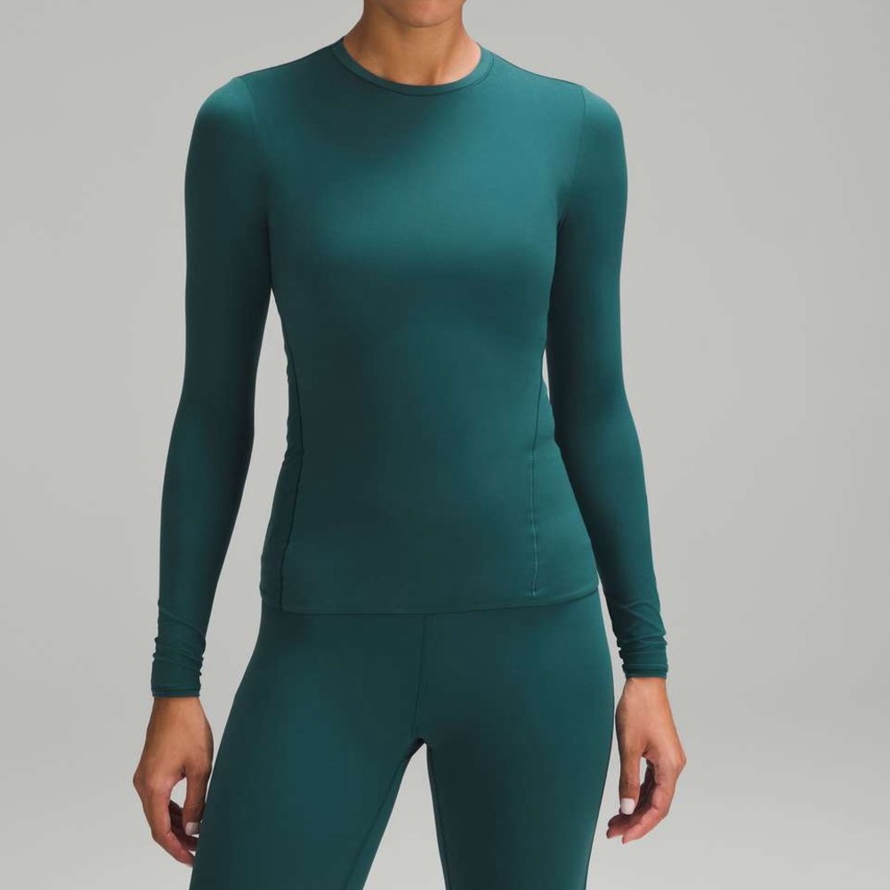 Lululemon Wundermost Ultra-Soft Nulu Crewneck Long-Sleeve Shirt in Storm Teal🌺